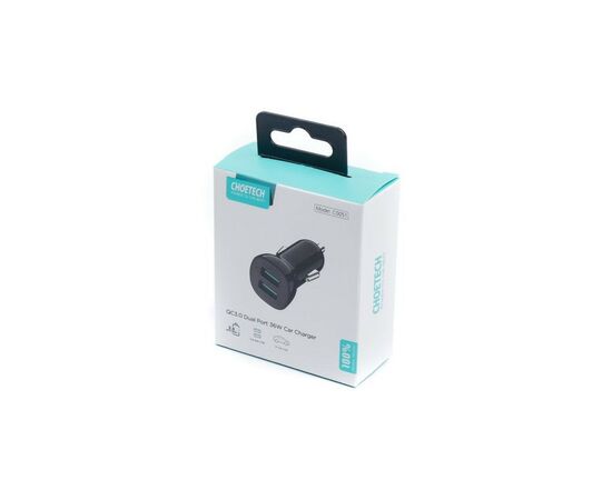Зарядное устройство Choetech car 2хUSB-A 36W QC black (C0051-BK), изображение 4 Зарядное устройство Choetech car 2хUSB-A 36W QC black (C0051-BK), изображение 4