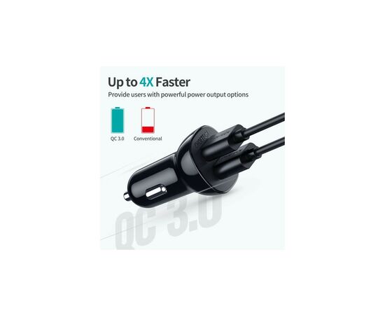 Зарядное устройство Choetech car 2хUSB-A 36W QC black (C0051-BK), изображение 5 Зарядное устройство Choetech car 2хUSB-A 36W QC black (C0051-BK), изображение 5