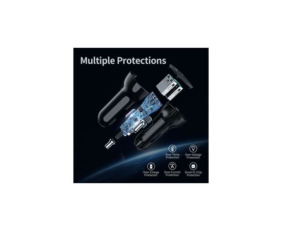 Зарядное устройство Choetech car 2хUSB-A 36W QC black (C0051-BK), изображение 7 Зарядное устройство Choetech car 2хUSB-A 36W QC black (C0051-BK), изображение 7