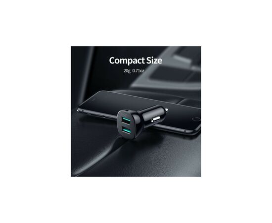 Зарядное устройство Choetech car 2хUSB-A 36W QC black (C0051-BK), изображение 8 Зарядное устройство Choetech car 2хUSB-A 36W QC black (C0051-BK), изображение 8