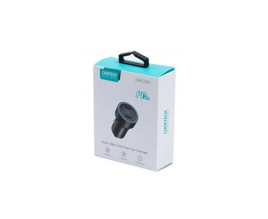 Зарядное устройство Choetech car 2хUSB-C 40W PD black (С0054-BK), изображение 4 Зарядное устройство Choetech car 2хUSB-C 40W PD black (С0054-BK), изображение 4