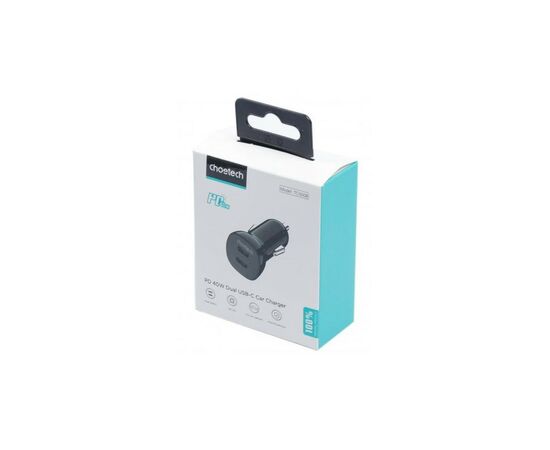 Зарядное устройство Choetech car 2хUSB-C 40W PD black (TC0008-BK), изображение 3 Зарядное устройство Choetech car 2хUSB-C 40W PD black (TC0008-BK), изображение 3