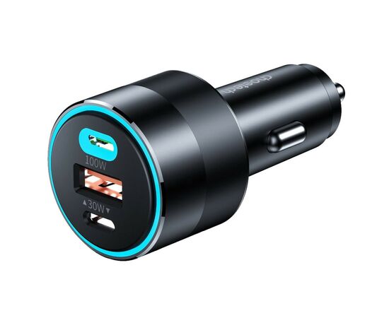 Зарядное устройство Choetech car 2хUSB-C+USB-A 130W QC3.0/PD/PPS black (TC0011-BK)