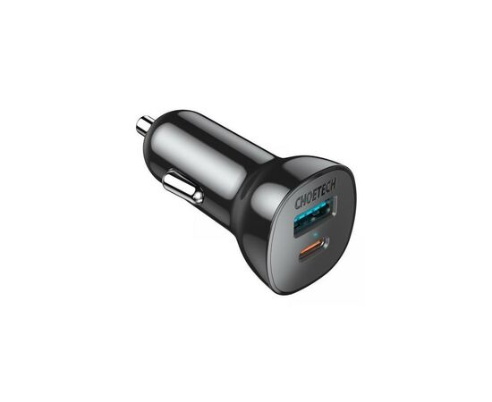 Зарядний пристрій Choetech car USB-A/USB-C 20W QC3.0/PD black (TC0005-BK)
