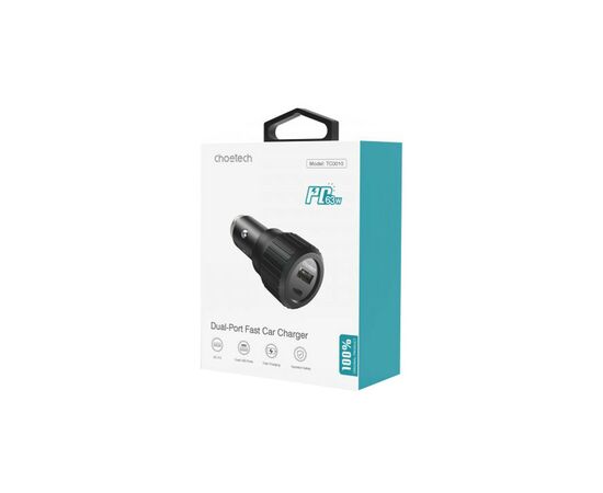 Зарядное устройство Choetech car USB-A/USB-C 63W QC3.0/PD/PPS black (TC0010-BK), изображение 3 Зарядное устройство Choetech car USB-A/USB-C 63W QC3.0/PD/PPS black (TC0010-BK), изображение 3