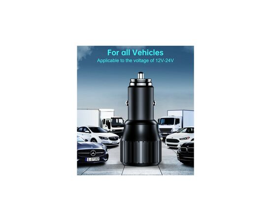 Зарядное устройство Choetech car USB-A/USB-C 63W QC3.0/PD/PPS black (TC0010-BK), изображение 4 Зарядное устройство Choetech car USB-A/USB-C 63W QC3.0/PD/PPS black (TC0010-BK), изображение 4