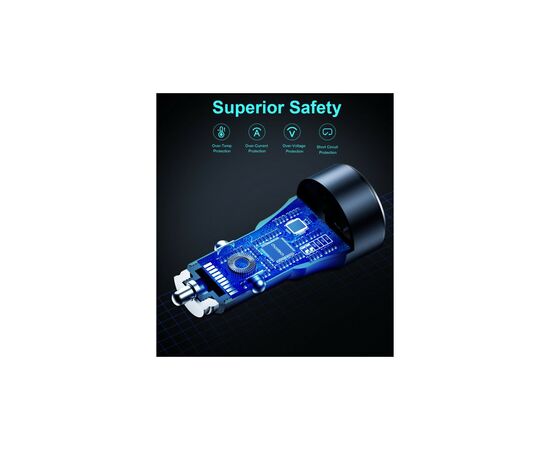 Зарядное устройство Choetech car USB-A/USB-C 63W QC3.0/PD/PPS black (TC0010-BK), изображение 5 Зарядное устройство Choetech car USB-A/USB-C 63W QC3.0/PD/PPS black (TC0010-BK), изображение 5