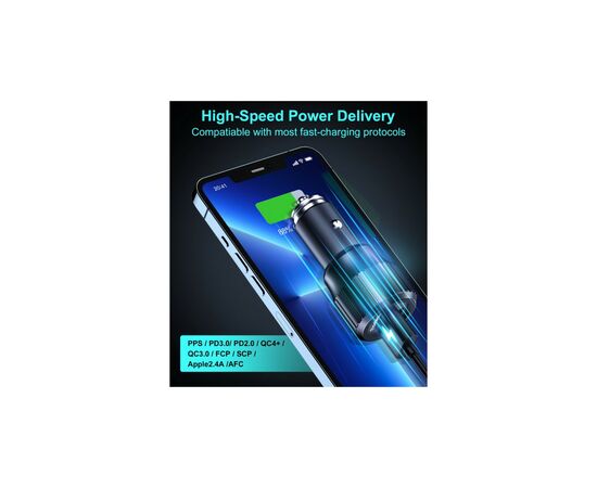 Зарядное устройство Choetech car USB-A/USB-C 63W QC3.0/PD/PPS black (TC0010-BK), изображение 7 Зарядное устройство Choetech car USB-A/USB-C 63W QC3.0/PD/PPS black (TC0010-BK), изображение 7