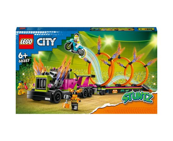 Конструктор LEGO City Stuntz Задание с каскадерским грузовиком и огненным кругом 479 деталей (60357)