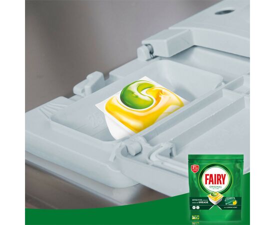 Таблетки для посудомоечных машин Fairy Original All in One Lemon 55 шт. (8006540726914), изображение 5 Таблетки для посудомоечных машин Fairy Original All in One Lemon 55 шт. (8006540726914), изображение 5