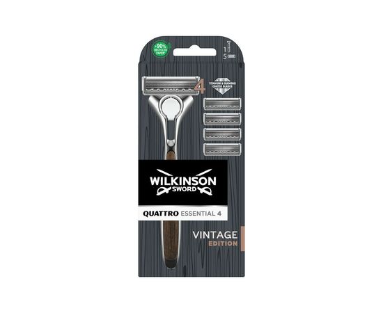 Бритва Wilkinson Sword Quattro Vintage Edition для мужчин с 4 картриджами (4027800205301)