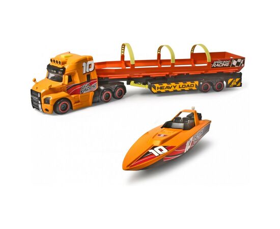 Спецтехніка Dickie Toys Вантажівка Мак Перевезення катера з причепом, зі звук. та світл. ефектами 41 см (3747009), зображення 2 Спецтехніка Dickie Toys Вантажівка Мак Перевезення катера з причепом, зі звук. та світл. ефектами 41 см (3747009), зображення 2