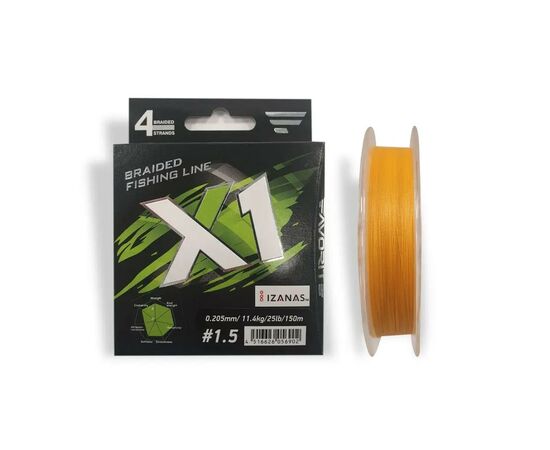 Шнур Favorite X1 PE 4x 150m 1.5/0.205mm 25lb/11.4kg Orange (1693.11.22)