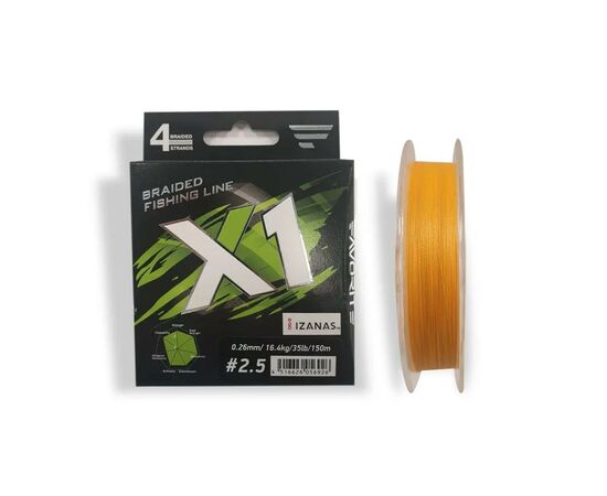 Шнур Favorite X1 PE 4x 150m 2.5/0.260mm 35lb/16.4kg Orange (1693.11.24)