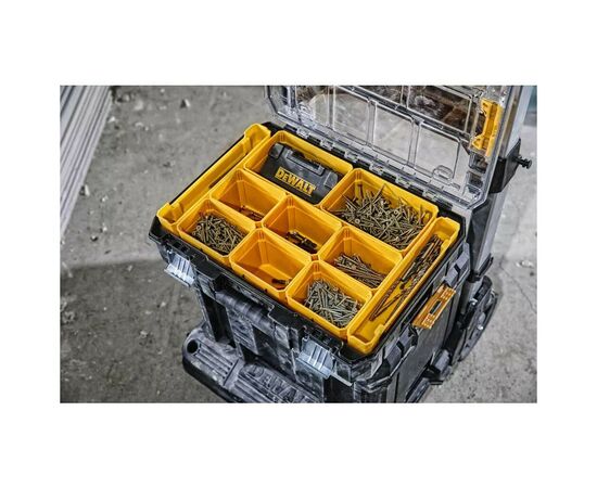 Ящик для инструментов DeWALT TSTAK, прозрачная крышка, 10 чашек, IP54 (DWST82968-1), изображение 6 Ящик для инструментов DeWALT TSTAK, прозрачная крышка, 10 чашек, IP54 (DWST82968-1), изображение 6