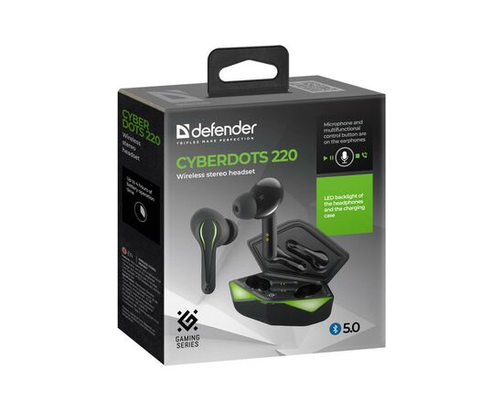 Наушники Defender CyberDots 220 TWS Black (63220), изображение 9 Наушники Defender CyberDots 220 TWS Black (63220), изображение 9