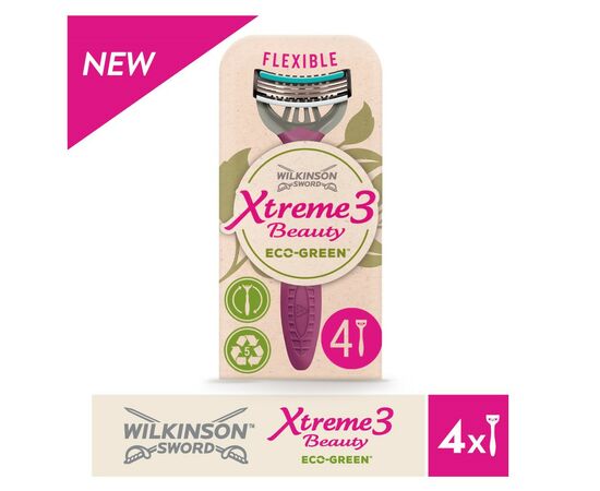 Бритва Wilkinson Sword Xtreme3 Beauty Eco Green 4 шт. (4027800173006), изображение 3 Бритва Wilkinson Sword Xtreme3 Beauty Eco Green 4 шт. (4027800173006), изображение 3