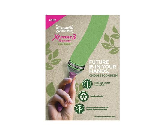 Бритва Wilkinson Sword Xtreme3 Beauty Eco Green 4 шт. (4027800173006), изображение 4 Бритва Wilkinson Sword Xtreme3 Beauty Eco Green 4 шт. (4027800173006), изображение 4