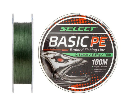 Шнур Select Basic PE 100m Dark Green 0.10mm 10lb/4.8kg (1870.27.60)