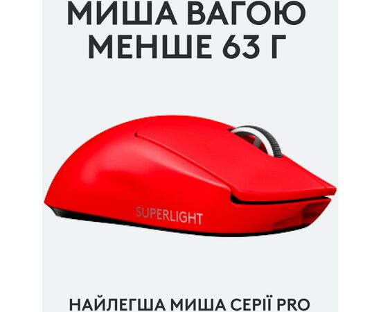 Мышка Logitech G Pro X Superlight Wireless Red (910-006784), изображение 2 Мышка Logitech G Pro X Superlight Wireless Red (910-006784), изображение 2