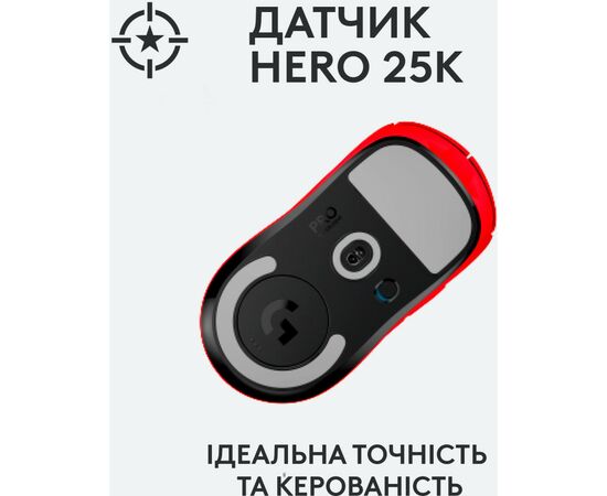 Мышка Logitech G Pro X Superlight Wireless Red (910-006784), изображение 4 Мышка Logitech G Pro X Superlight Wireless Red (910-006784), изображение 4