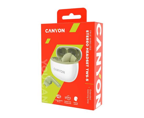 Наушники Canyon TWS-5 Green (CNS-TWS5GR), изображение 5 Наушники Canyon TWS-5 Green (CNS-TWS5GR), изображение 5