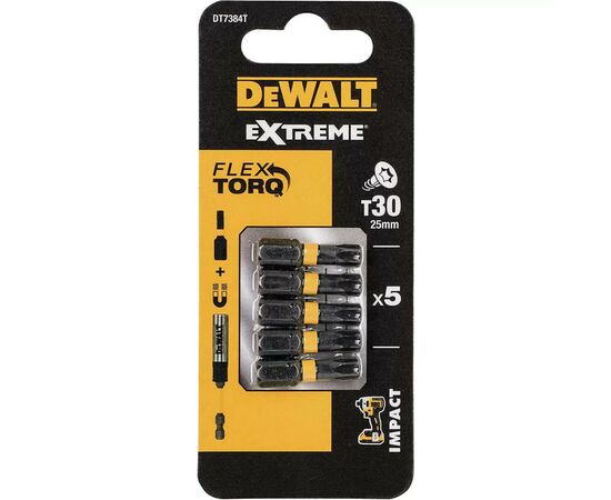 Набор бит DeWALT IMPACT TORSION, ударные, Torx, Т30, L= 25 мм, 5 шт (DT7384T)