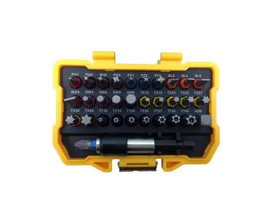 Набор бит DeWALT Phillips, Pozidriv, Torx, Slotted, Hex, L=25 мм, 32 шт, кейс (DT7969), изображение 2 Набор бит DeWALT Phillips, Pozidriv, Torx, Slotted, Hex, L=25 мм, 32 шт, кейс (DT7969), изображение 2