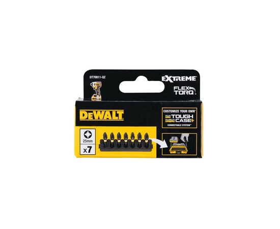 Набор бит DeWALT в касете для Tough Case, FlexTorq, L = 25 мм, Pz2, 7 шт (DT70811), изображение 2 Набор бит DeWALT в касете для Tough Case, FlexTorq, L = 25 мм, Pz2, 7 шт (DT70811), изображение 2