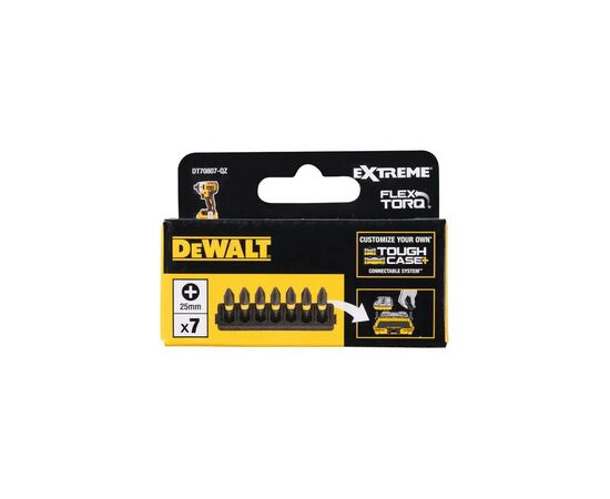 Набор бит DeWALT в касете для Tough Case, FlexTorq, L = 25 мм, Рh2, 7 шт (DT70807), изображение 2 Набор бит DeWALT в касете для Tough Case, FlexTorq, L = 25 мм, Рh2, 7 шт (DT70807), изображение 2