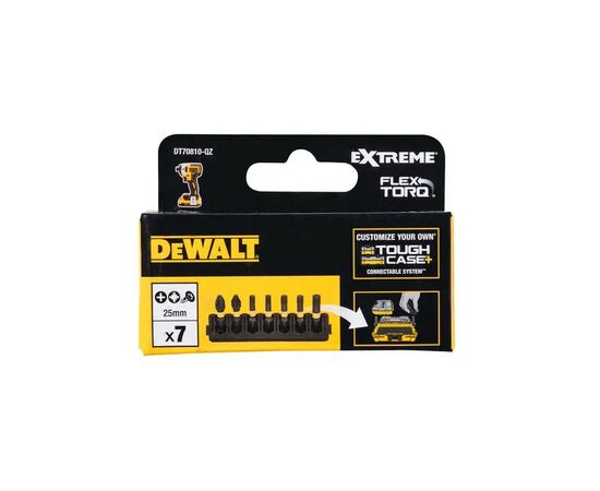 Набор бит DeWALT в касете для Tough Case, FlexTorq, L 25 мм, Рh2,Pz2,Т20 2 шт,Т25 2 шт,Т30 (DT70810), изображение 2 Набор бит DeWALT в касете для Tough Case, FlexTorq, L 25 мм, Рh2,Pz2,Т20 2 шт,Т25 2 шт,Т30 (DT70810), изображение 2