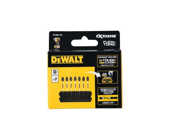 Набор бит DeWALT в касете для Tough Case, FlexTorq, L = 57 мм, бита Рh2 - 7 шт, (DT70817), изображение 2 Набор бит DeWALT в касете для Tough Case, FlexTorq, L = 57 мм, бита Рh2 - 7 шт, (DT70817), изображение 2