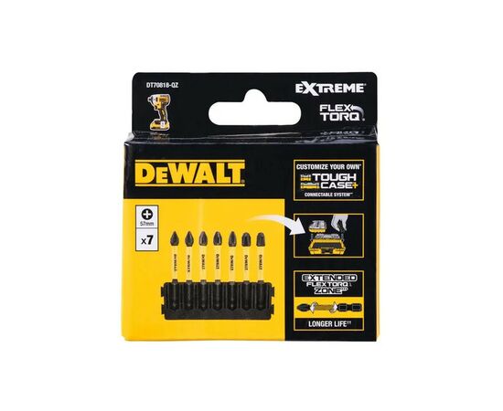 Набор бит DeWALT в касете для Tough Case, FlexTorq, L=57 мм, Рh1-2шт,Рh2-3шт,Рh3-2шт. (DT70818), изображение 2 Набор бит DeWALT в касете для Tough Case, FlexTorq, L=57 мм, Рh1-2шт,Рh2-3шт,Рh3-2шт. (DT70818), изображение 2