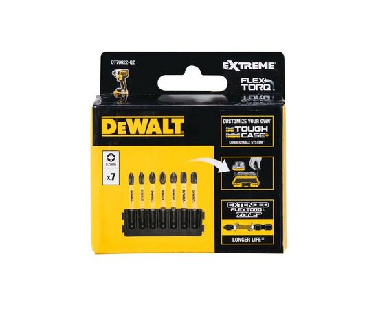 Набор бит DeWALT в касете для Tough Case, FlexTorq, L=57 мм, Рz2 - 7 шт. (DT70821), изображение 2 Набор бит DeWALT в касете для Tough Case, FlexTorq, L=57 мм, Рz2 - 7 шт. (DT70821), изображение 2