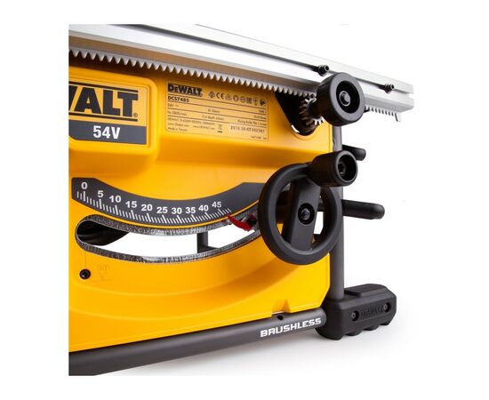 Торцовочная пила DeWALT 54В XR FLEXVOLT Li-Ion, диск 210х30 мм, 21.5 кг, 2x6Ah (DCS7485T2), изображение 6 Торцовочная пила DeWALT 54В XR FLEXVOLT Li-Ion, диск 210х30 мм, 21.5 кг, 2x6Ah (DCS7485T2), изображение 6