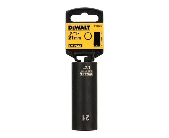 Головка торцевая DeWALT ударная "IMPACT" DeWALT, длинная, 1/2" х 21 мм, шестигранная (DT7555), изображение 2 Головка торцевая DeWALT ударная "IMPACT" DeWALT, длинная, 1/2" х 21 мм, шестигранная (DT7555), изображение 2