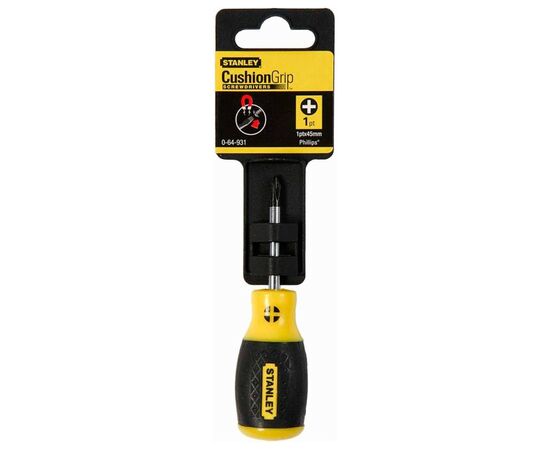 Отвертка Stanley Cushion Grip, Ph1x 45 мм. (0-64-931), изображение 2 Отвертка Stanley Cushion Grip, Ph1x 45 мм. (0-64-931), изображение 2