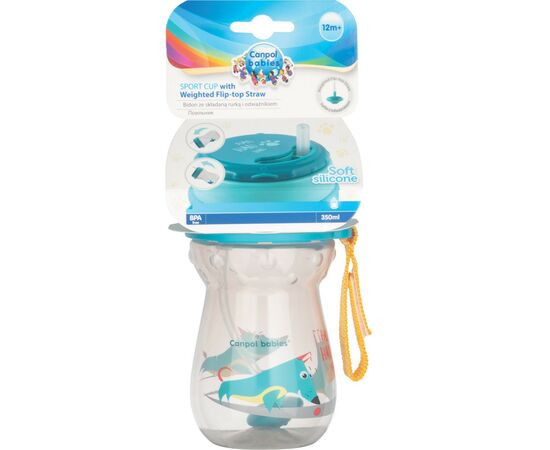 Поїльник-непроливайка Canpol babies зі складаною силіконовою трубочкою з обважнювачем 350 мл (56/518), зображення 3 Поїльник-непроливайка Canpol babies зі складаною силіконовою трубочкою з обважнювачем 350 мл (56/518), зображення 3