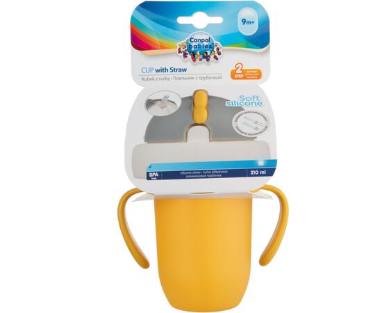 Поильник-непроливайка Canpol babies Matte Pastels с силиконовой трубочкой 210 мл Желтый (56/522_yel), изображение 4 Поильник-непроливайка Canpol babies Matte Pastels с силиконовой трубочкой 210 мл Желтый (56/522_yel), изображение 4