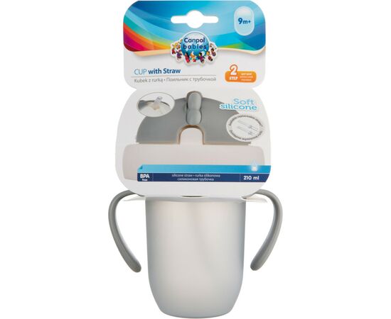 Поильник-непроливайка Canpol babies Matte Pastels с силиконовой трубочкой 210 мл Серый (56/522_grey), изображение 4 Поильник-непроливайка Canpol babies Matte Pastels с силиконовой трубочкой 210 мл Серый (56/522_grey), изображение 4