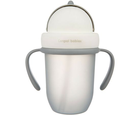 Поильник-непроливайка Canpol babies Matte Pastels с силиконовой трубочкой 210 мл Серый (56/522_grey)