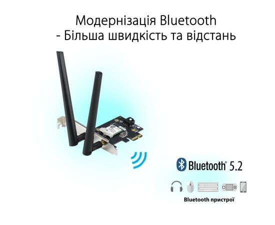 Мережева карта Wi-Fi ASUS PCE-AXE5400, зображення 2 Мережева карта Wi-Fi ASUS PCE-AXE5400, зображення 2