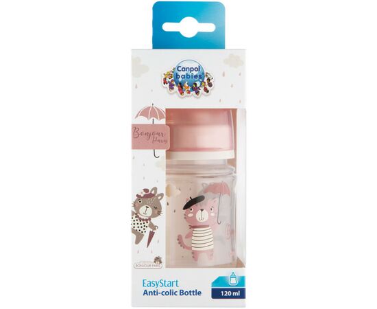 Бутылочка для кормления Canpol babies Bonjour Paris с широким отверстием 120 мл Розовая (35/231_pin), изображение 2 Бутылочка для кормления Canpol babies Bonjour Paris с широким отверстием 120 мл Розовая (35/231_pin), изображение 2