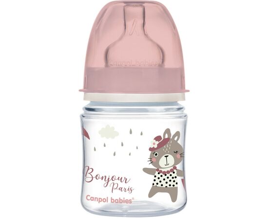 Пляшечка для годування Canpol babies Bonjour Paris з широким отвором 120 мл Рожева (35/231_pin)