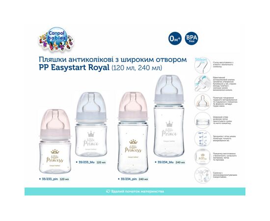 Бутылочка для кормления Canpol babies Royal Baby с широким отверстием 120 мл Розовая (35/233_pin), изображение 4 Бутылочка для кормления Canpol babies Royal Baby с широким отверстием 120 мл Розовая (35/233_pin), изображение 4