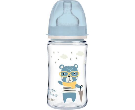 Пляшечка для годування Canpol babies Bonjour Paris з широким отвором 240 мл Синя (35/232_blu)