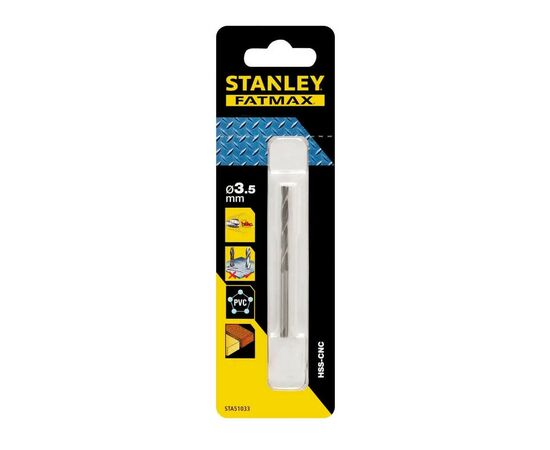 Сверло Stanley FatMax, по металлу, d=3,5 мм., L= 70 мм., WL= 39 мм., 1 шт. (STA51033)