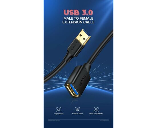 Дата кабель USB 3.0 AM/AF 2.0m US129 Black Ugreen (10373), изображение 2