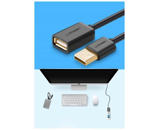 Дата кабель USB 2.0 AM/AF 5.0m US103 Black Ugreen (10318), изображение 2 Дата кабель USB 2.0 AM/AF 5.0m US103 Black Ugreen (10318), изображение 2