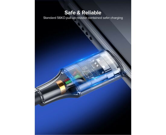Дата кабель USB 2.0 AM to Type-C 3.0m 3.0A 18W US288 Space Gray Ugreen (60408), изображение 6 Дата кабель USB 2.0 AM to Type-C 3.0m 3.0A 18W US288 Space Gray Ugreen (60408), изображение 6